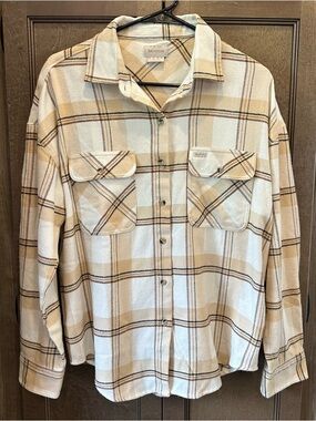 Brixton Bowery Classic Flannel - Off White/Semolina/Washed Copper Plaid Size Sma
